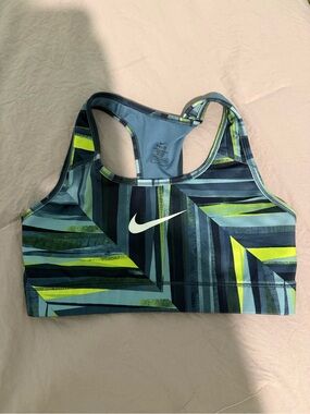 Nike Geo-Stripe Racerback Sports Bra - Blue & Yellow